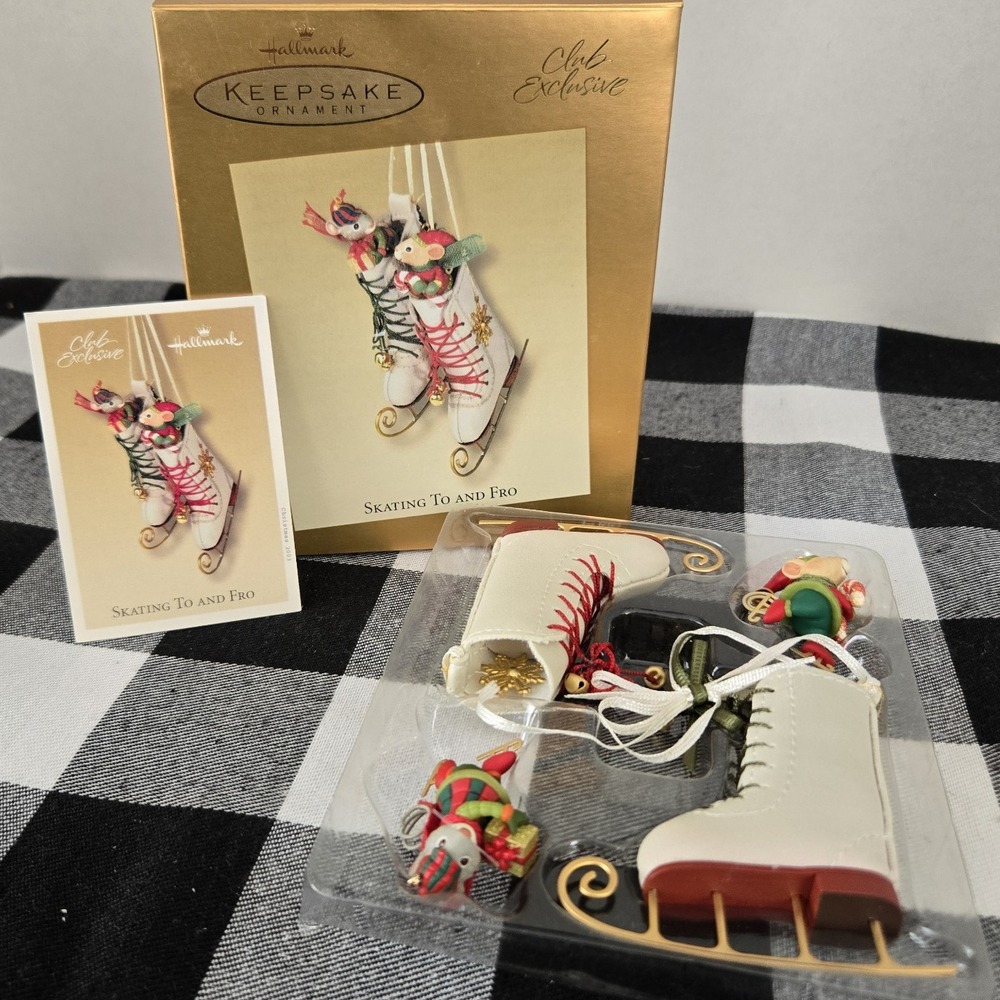 HALLMARK Keepsake Christmas Ornament 2003 Skating To & Fro Mice in Ice Skates
